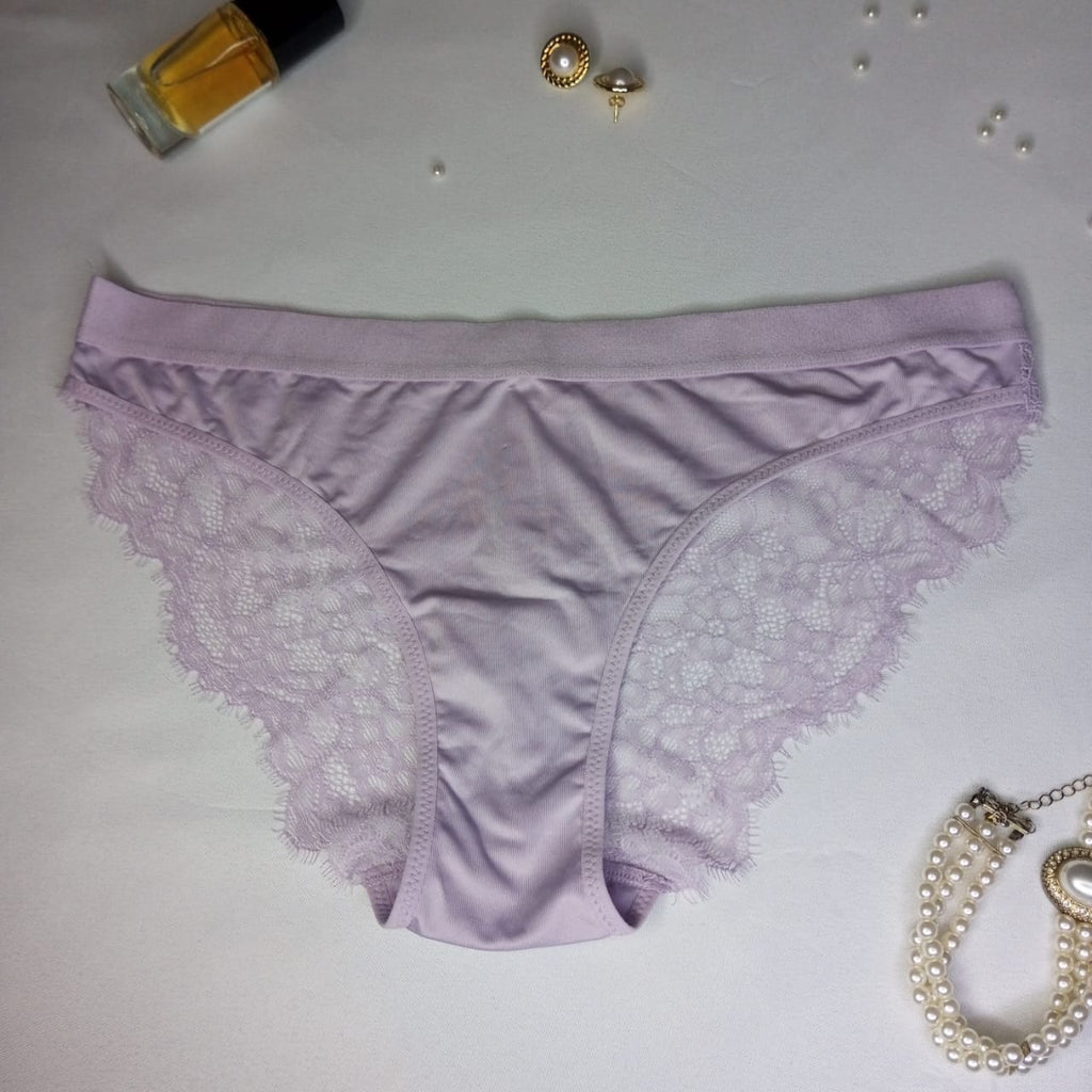 Culotte Femme Lilas Dentelle Florale Intégrale – Microfibre & LYCRA | Lingerie Douce & Féminine Taille M