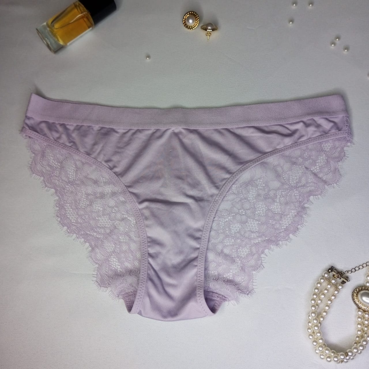 Culotte Femme Lilas Dentelle Florale Intégrale – Microfibre & LYCRA | Lingerie Douce & Féminine Taille M