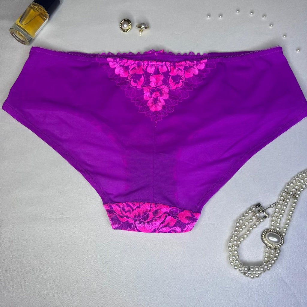 Culotte Femme Violet & Dentelle Fuchsia – Contraste Audacieux Microfibre | Lingerie Abidjan Taille S et L