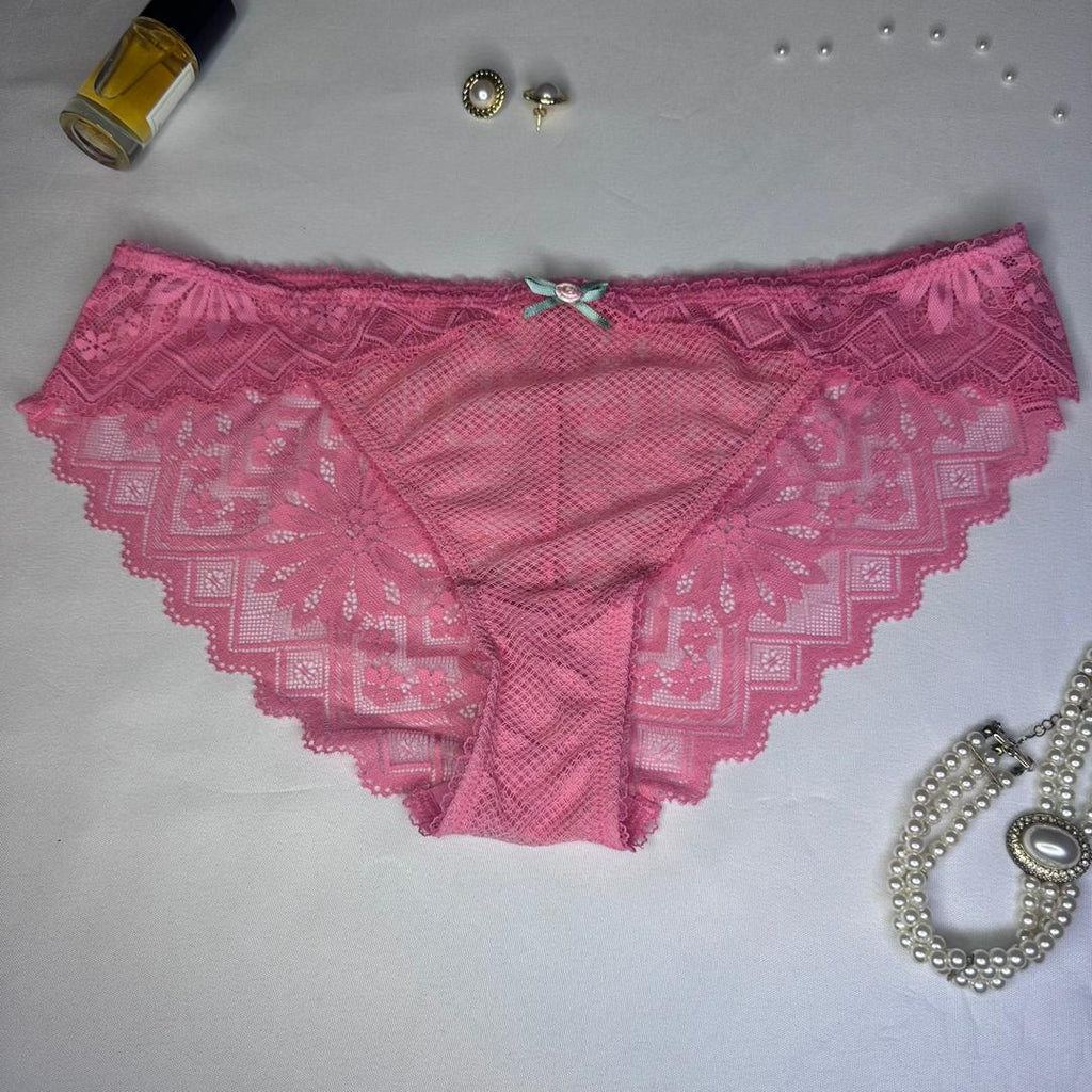 Culotte Femme Rose Dentelle Géométrique Florale – Lingerie Légère & Féminine | Abidjan Côte d'Ivoire Taille M