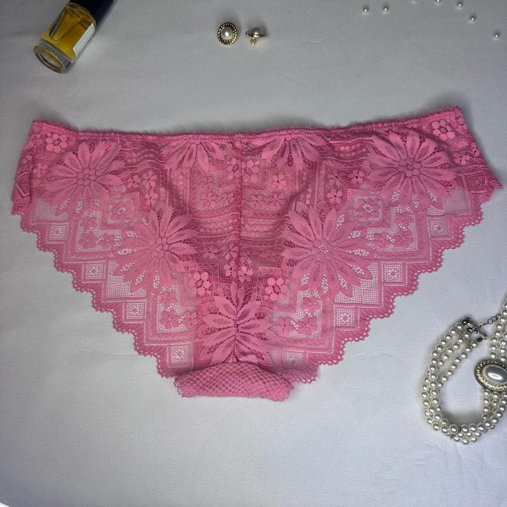 Culotte Femme Rose Dentelle Géométrique Florale – Lingerie Légère & Féminine | Abidjan Côte d'Ivoire Taille M