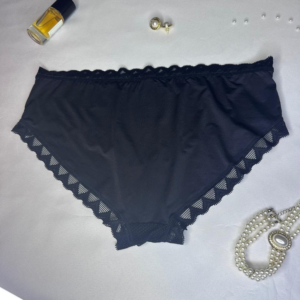 Slip Femme Noir Tulle & Dentelle Géométrique – s.Oliver | Grande Taille Lingerie Abidjan XL