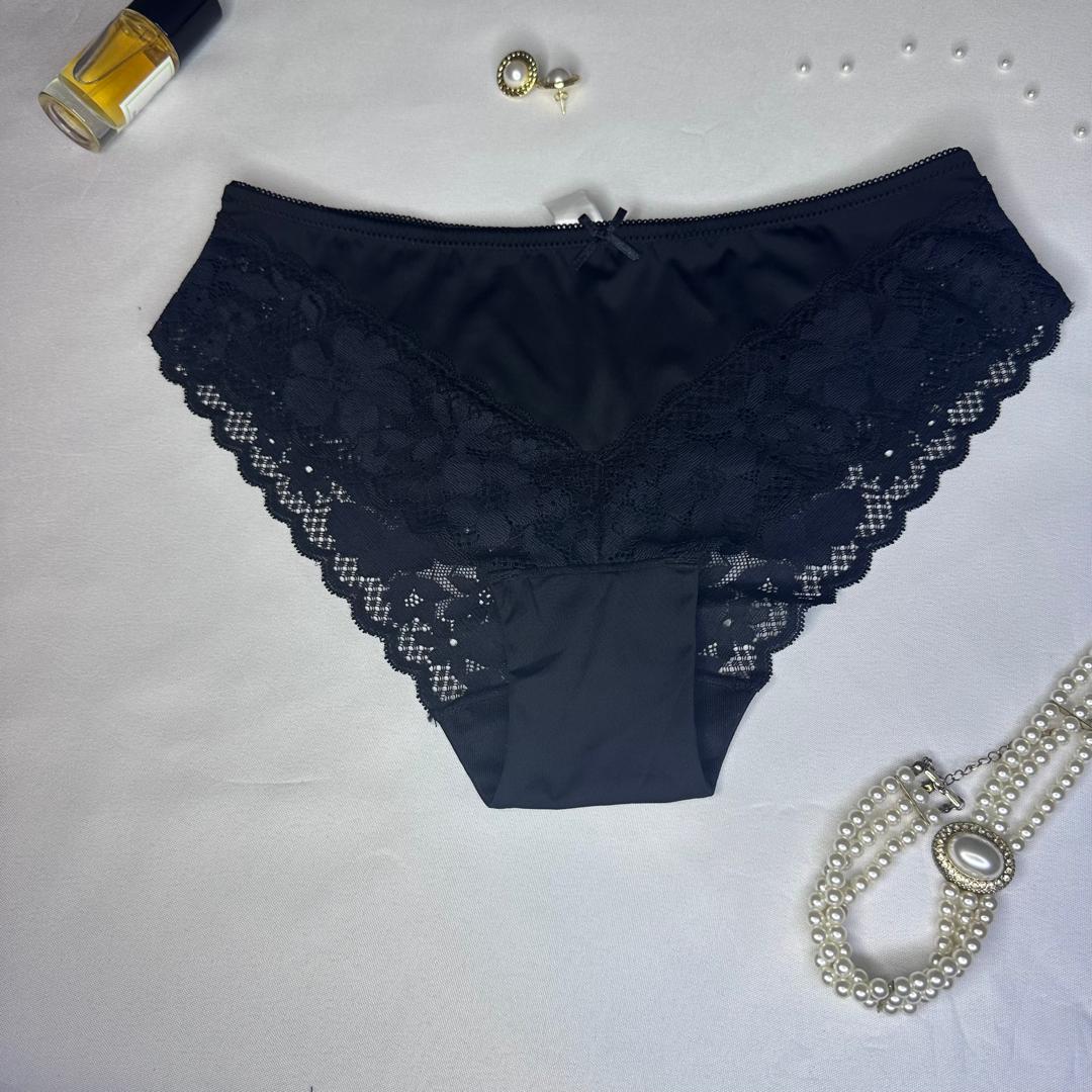 Slip Femme Noir Microfibre & Dentelle Florale – Confort & Élégance Quotidienne | Taille L Abidjan