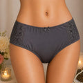 Culotte Taille Haute Femme Gris Dentelle Arabesque – Microfibre Couvrante | Little Rose Taille M