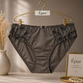 Culotte Femme Microfibre Dentelle Brodée – Coupe Classique Gris Taupe | Taille M