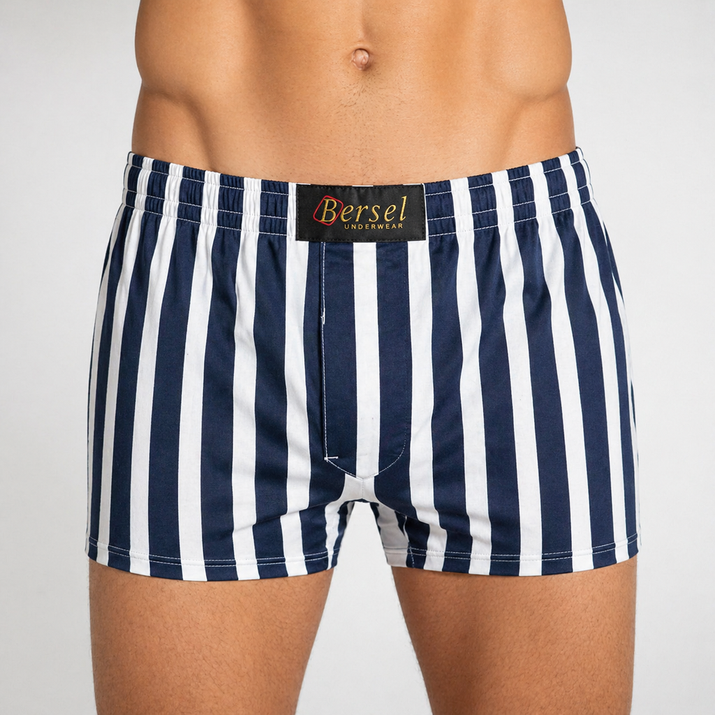 Boxer Homme Rayé Marine | Bersel Underwear | Confort Premium