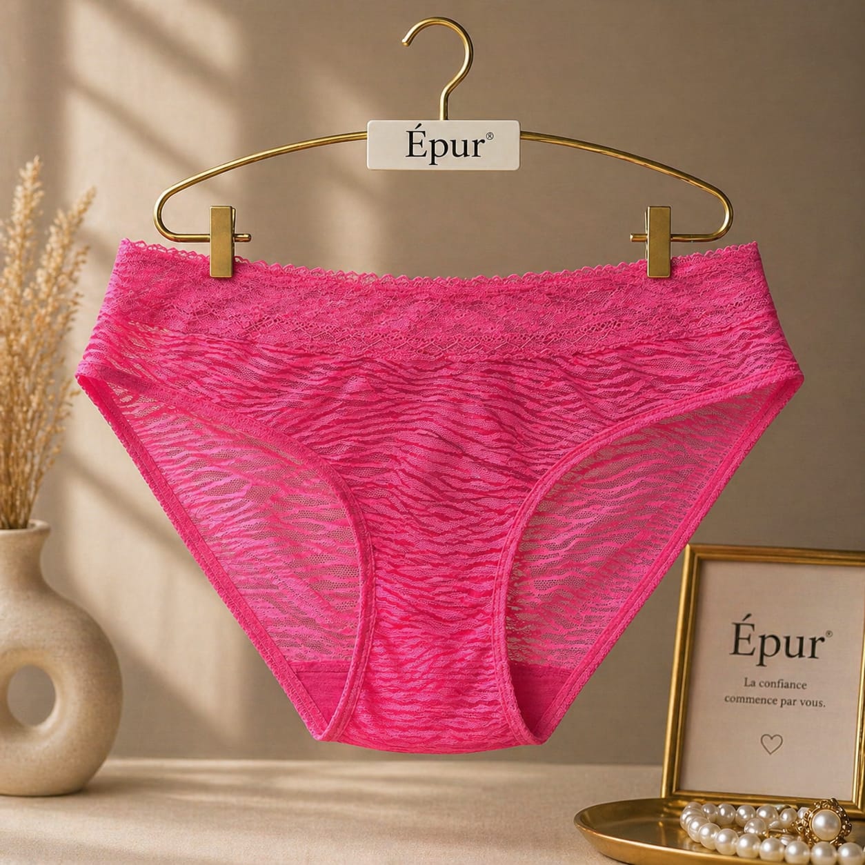 Slip Femme Fuchsia Dentelle Zébrée – Épur® Lingerie | Design Australien Audacieux Abidjan Taille 2XL
