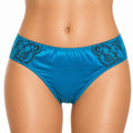 Slip Femme Bleu Turquoise Satiné & Dentelle Noire – Grande Taille | 2XL