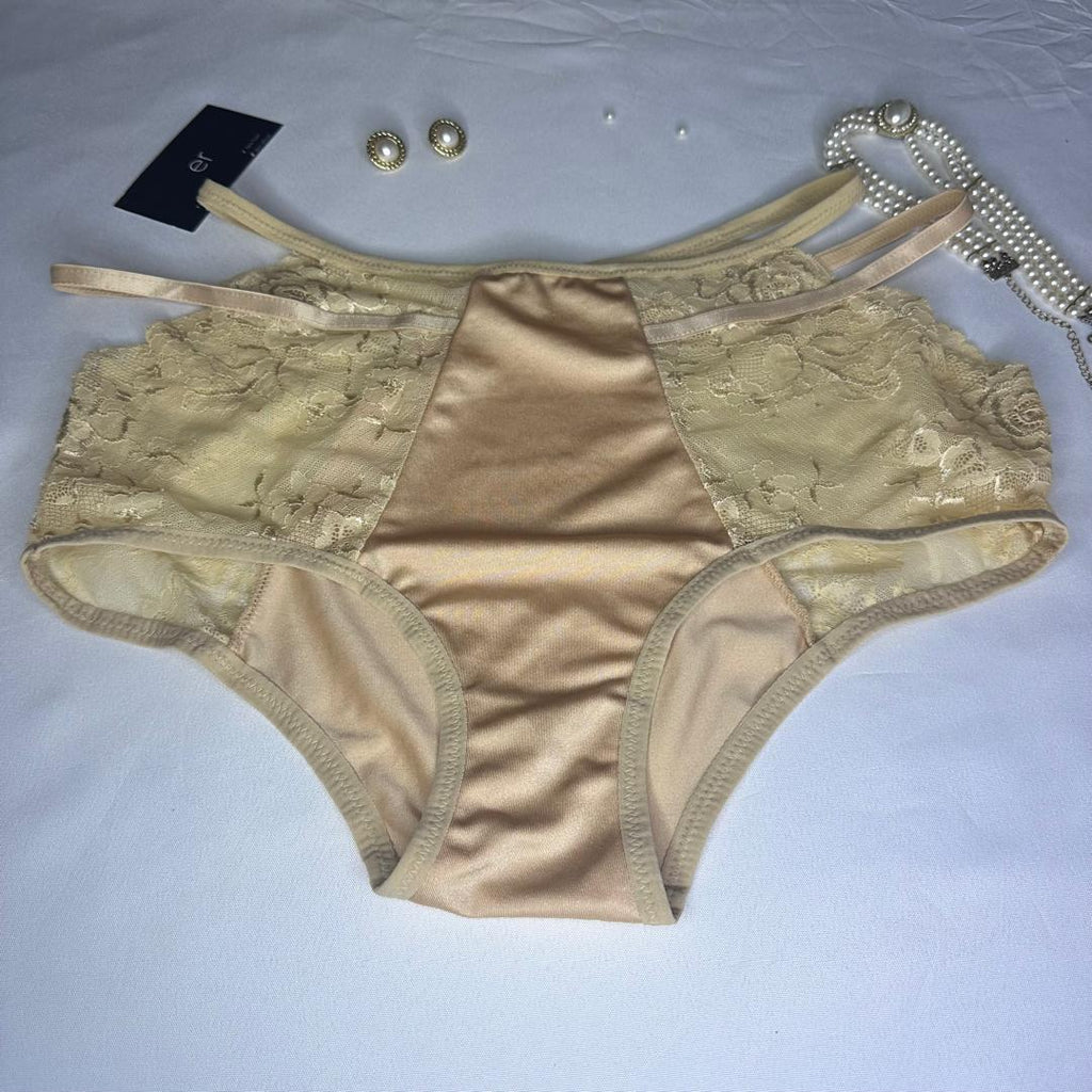 Slip Femme Nude Satiné & Dentelle – Bandes Latérales Sexy | Grande Taille XXL Abidjan
