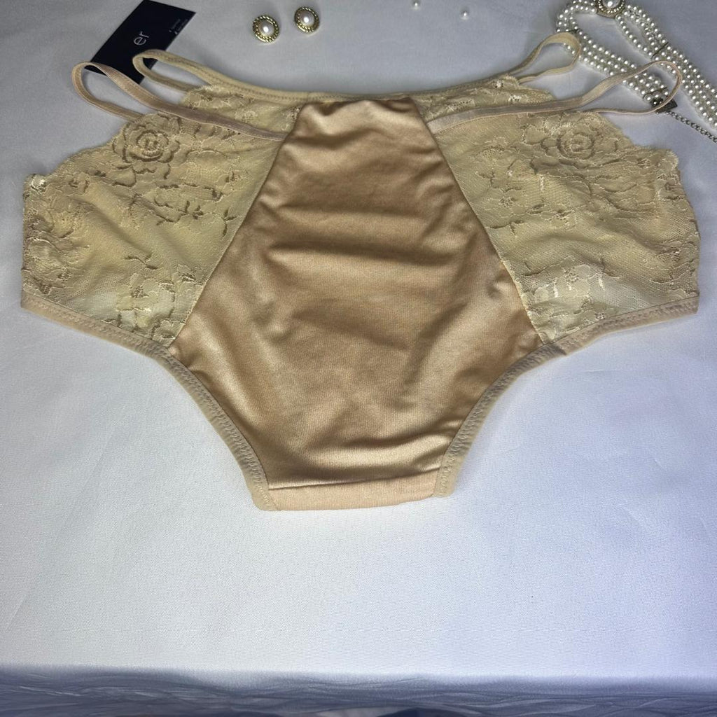 Slip Femme Nude Satiné & Dentelle – Bandes Latérales Sexy | Grande Taille XXL Abidjan