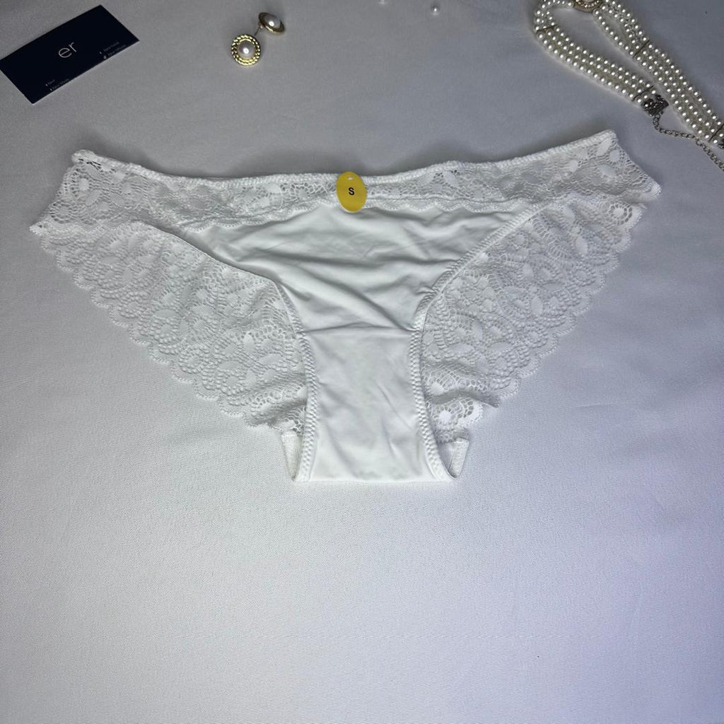 Slip Femme Blanc Microfibre & Dentelle Florale – Coupe Classique | Taille S Abidjan