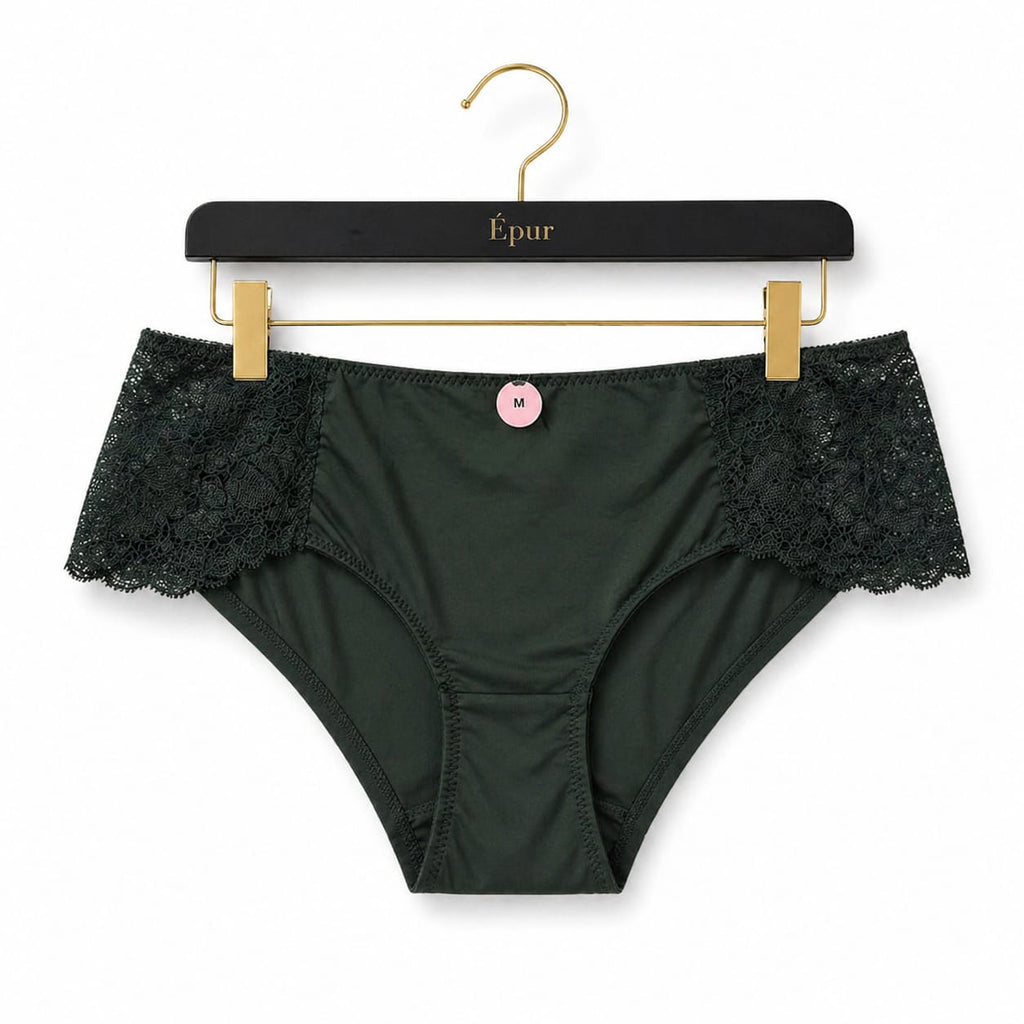 Slip Femme Dentelle Florale – Vert Foncé Taille M