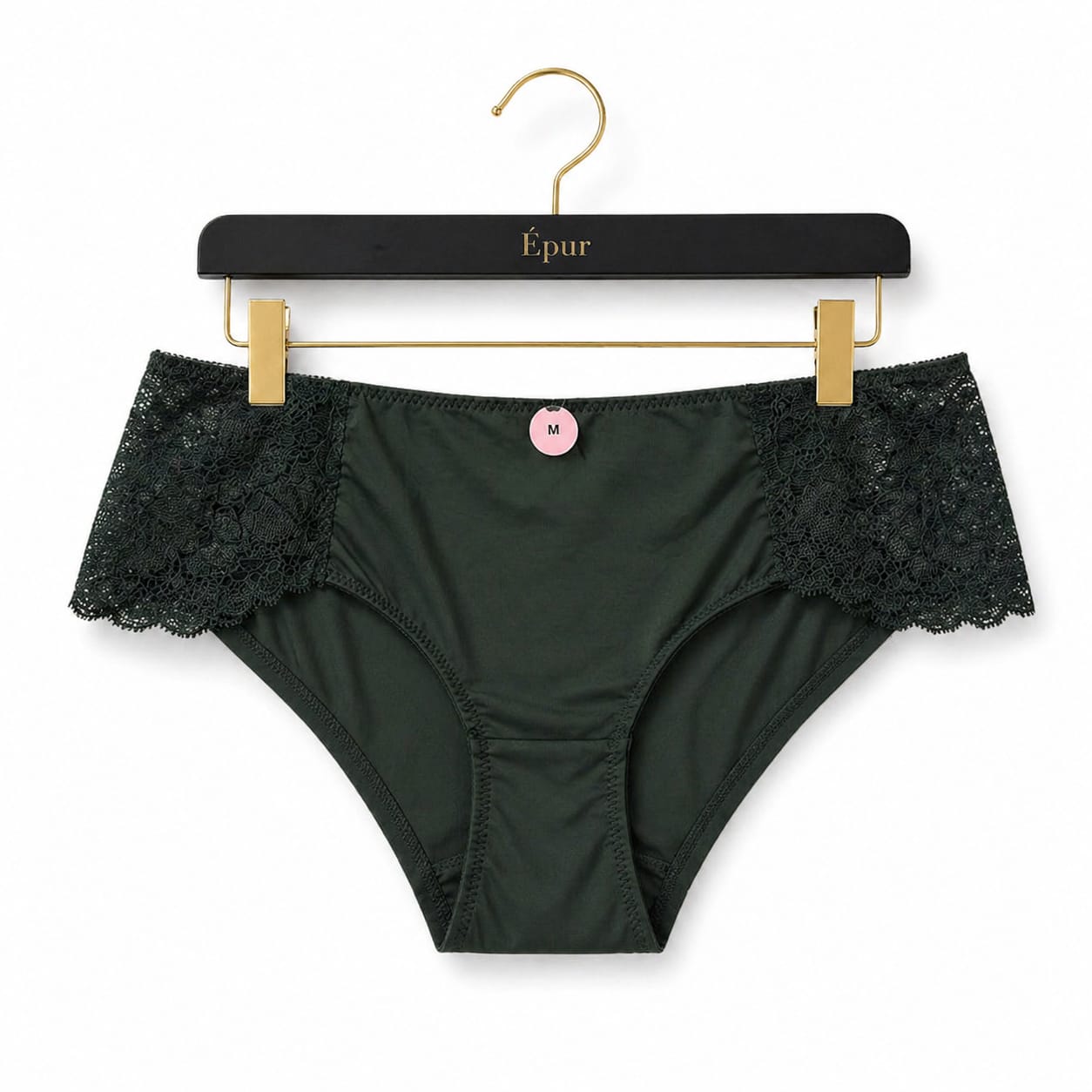 Slip Femme Dentelle Florale – Vert Foncé Taille M