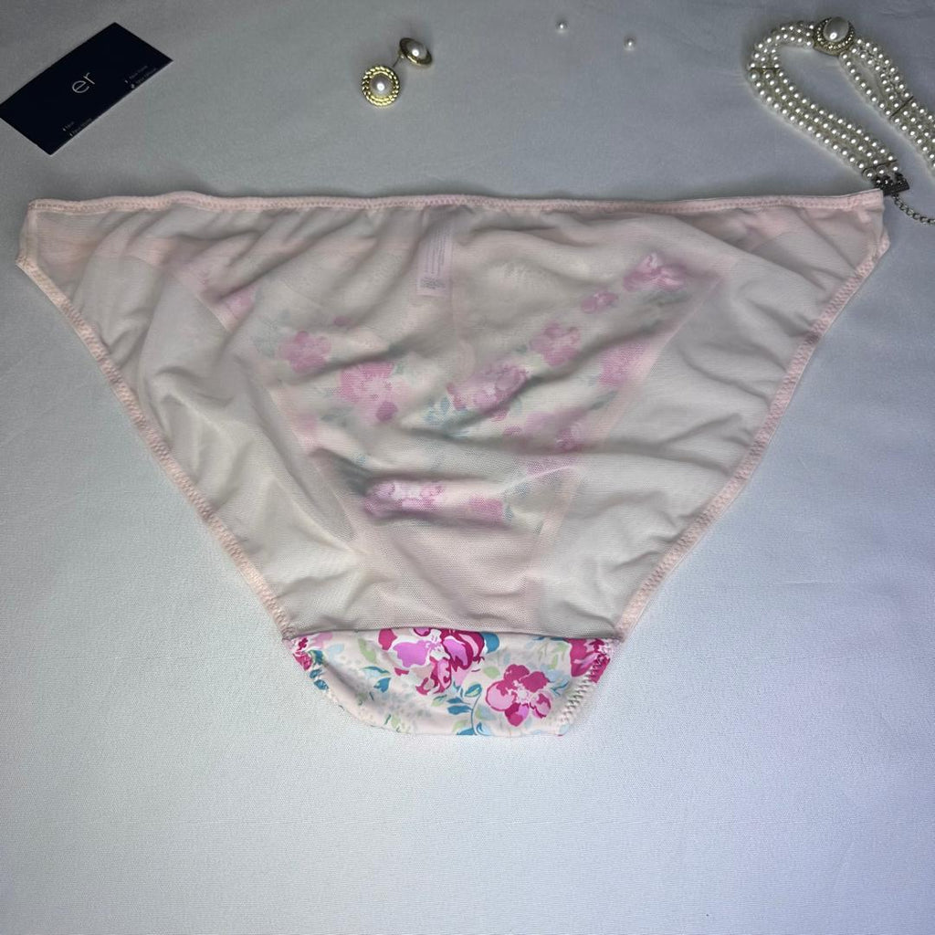 Slip Femme Imprimé Floral – Rose Poudré & Dentelle Taille XL
