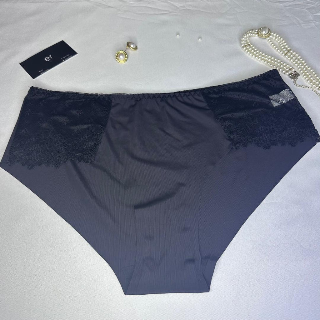 Slip Femme Microfibre & Dentelle – Bleu Marine Nuit Taille 2XL