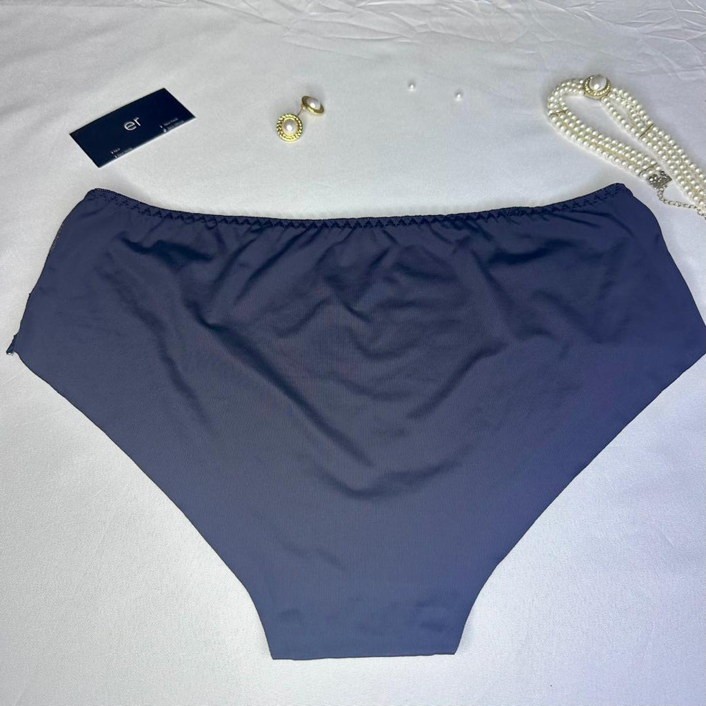 Slip Femme Microfibre & Dentelle – Bleu Marine Nuit Taille 2XL