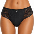 Slip Femme Dentelle & Microfibre Texturée – Noir Intense Taille XL