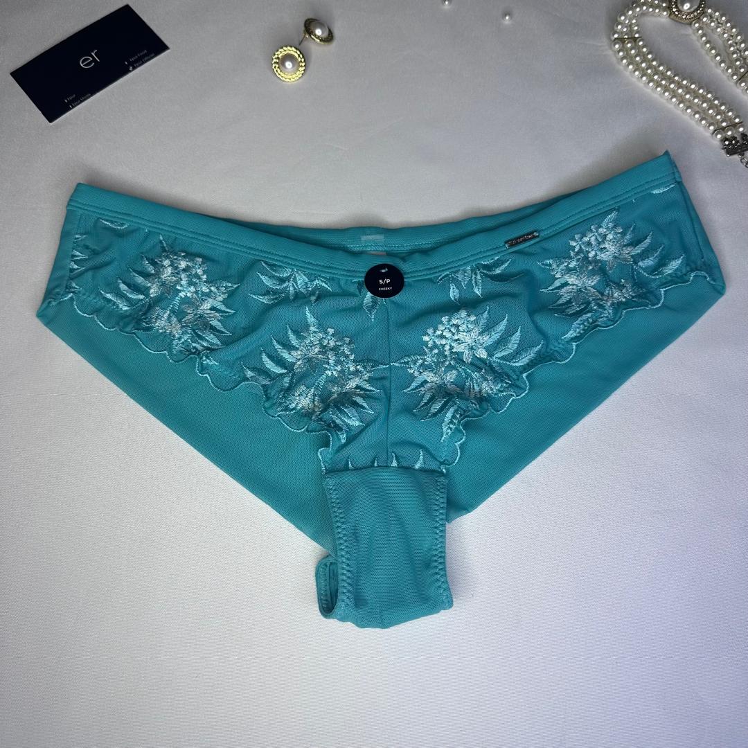 Slip Femme Broderie Florale – Turquoise la Vie en Rose Taille S
