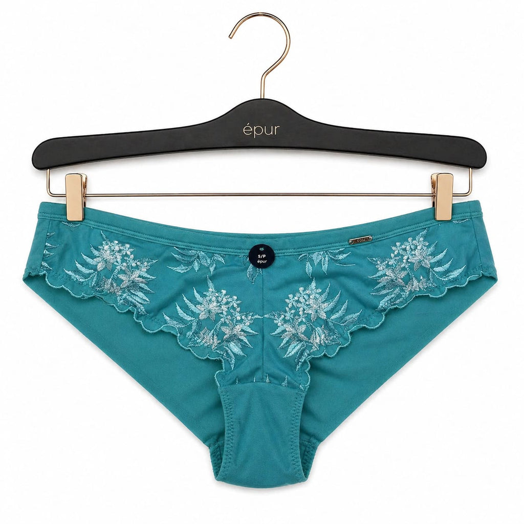 Slip Femme Broderie Florale – Turquoise la Vie en Rose Taille S