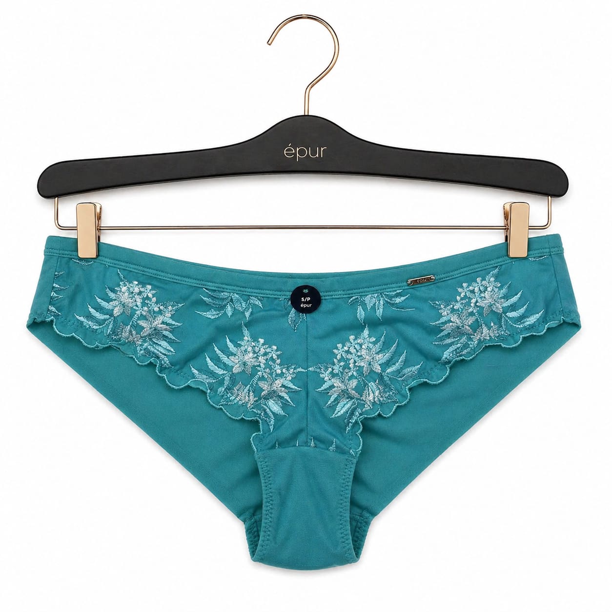 Slip Femme Broderie Florale – Turquoise la Vie en Rose Taille S