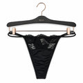 String Femme Dentelle & Doubles Lanières – Noir Épur Taille L