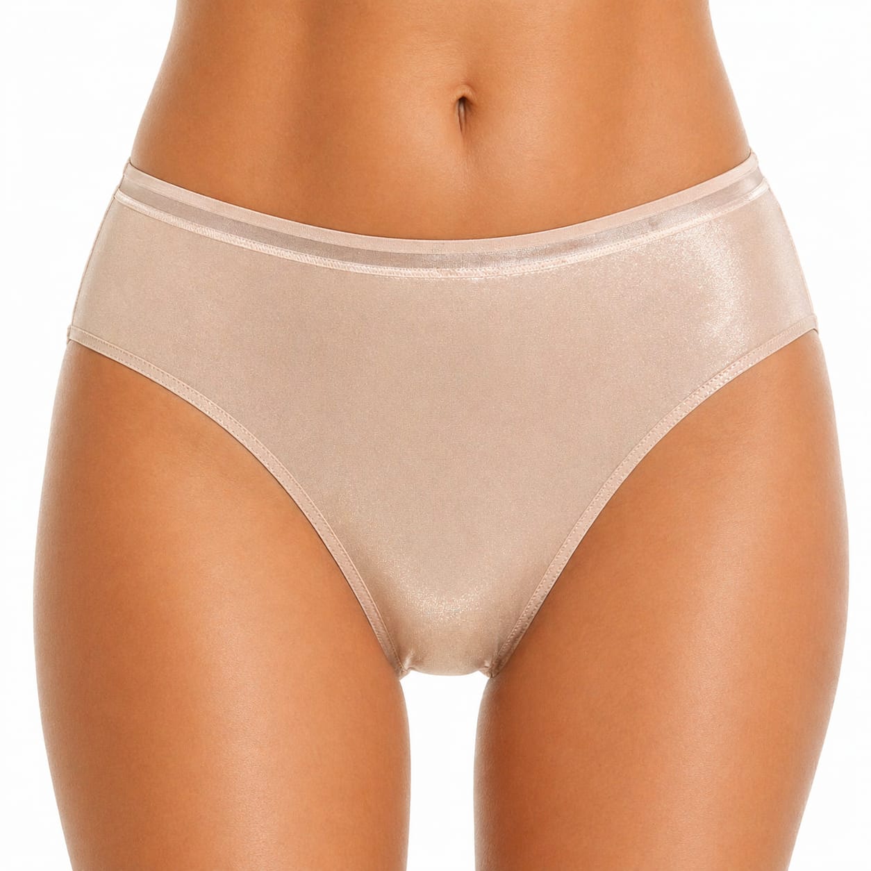 Slip Femme Microfibre Satinée – Beige Nude Taille Haute Taille XL