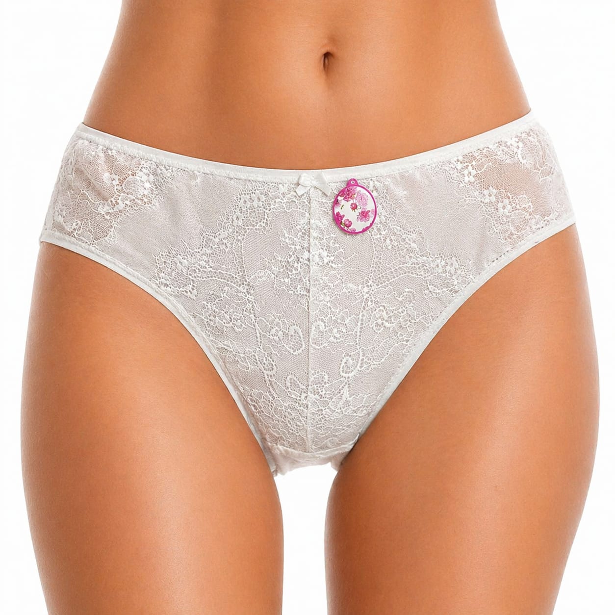 Slip Femme Dentelle Intégrale – Blanc Janina Curves Taille 2XL