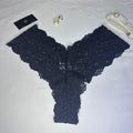String Femme Dentelle Florale Intégrale – Noir Intense Taille XL et M