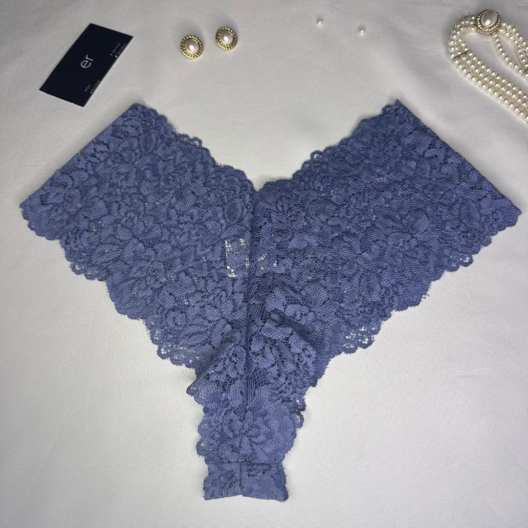 String Femme Dentelle Florale Intégrale – Noir Intense Taille XL et M