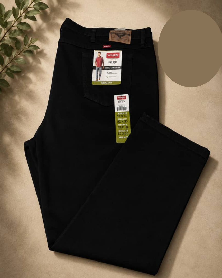 Pantalon Jean Wrangler Five Star Regular Fit – Noir Grande Taille 52x30