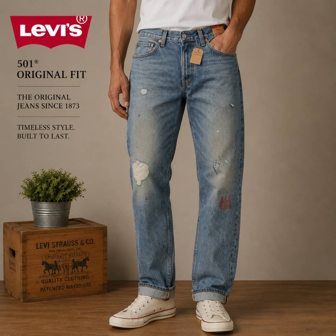 Pantalon Jean Levi's 501 Original – Coupe Droite Délavé Vintage Taille 36