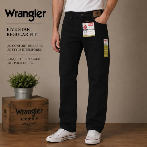 1111 - Pantalon Jean Wrangler Five Star Regular Fit – Noir Grande Taille 52x30