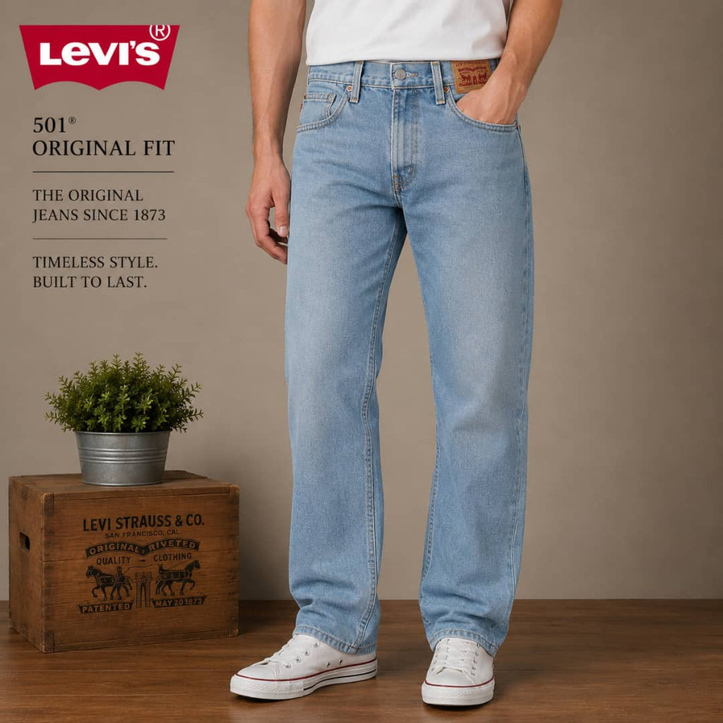 Pantalon Jean Levi's 501 Premium – Bleu Clair Délavé Coupe Droite Taille 42