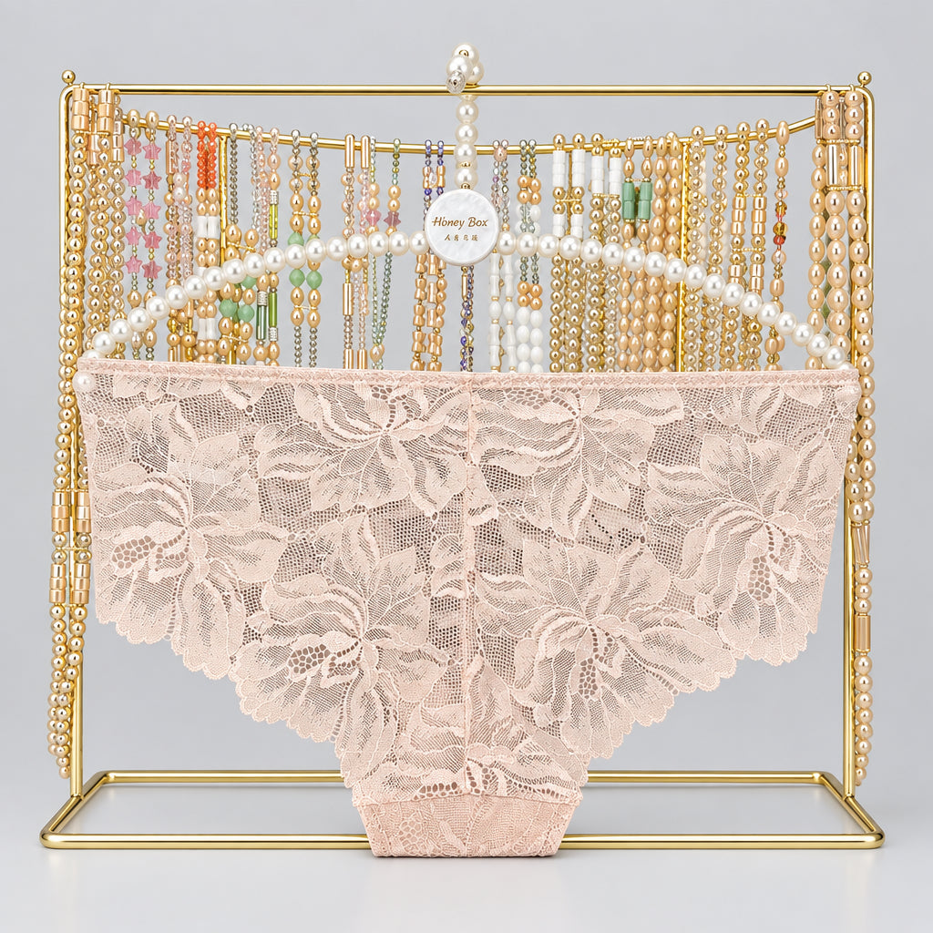 4150 Culotte Beige Dentelle Fleurie Intégrale – Romantisme Végétal. Taille S large