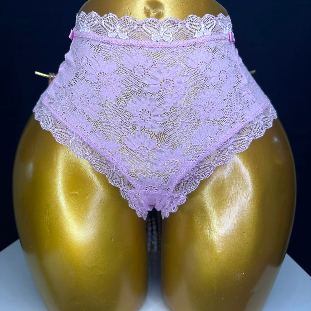 4062 Culotte Taille Haute Dentelle Fleurie Intégrale – Lilas. Taille XL