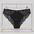 4186 Culotte Noire Fond Satiné Dentelle Fleurs Dorées – Éclat Discret. Taille L