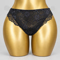 4158 Culotte Noire Dentelle Florale Échancrée – Élégance Nocturne. Taille M/L