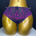 4030 Slip Femme Bleu Marine Broderies Fuchsia | Grande Taille Lingerie Abidjan Taille 2XL