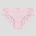 4172 Culotte Rose Pâle Fond Satiné Dentelle Florale – Douceur Poudrée. Taille M