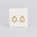 4205 Boucles d'Oreilles Goutte Dorée Pierre Nacrée – Charme Classique