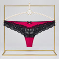 4005 String Femme Satin & Dentelle Bicolore – Rouge & Noir La Halle Taille S