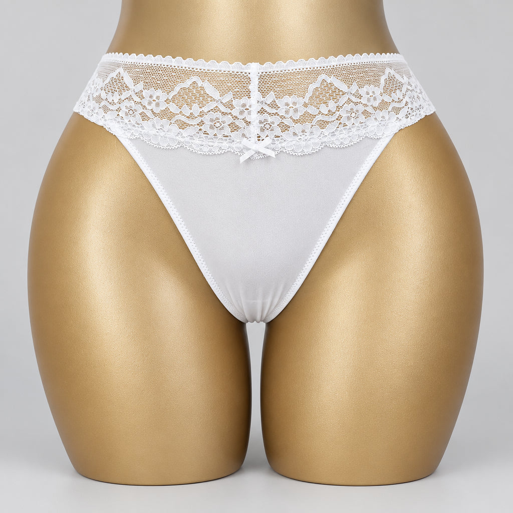 4151 Culotte Blanche Dentelle Florale Femina – Pureté Romantique. Taille S/M