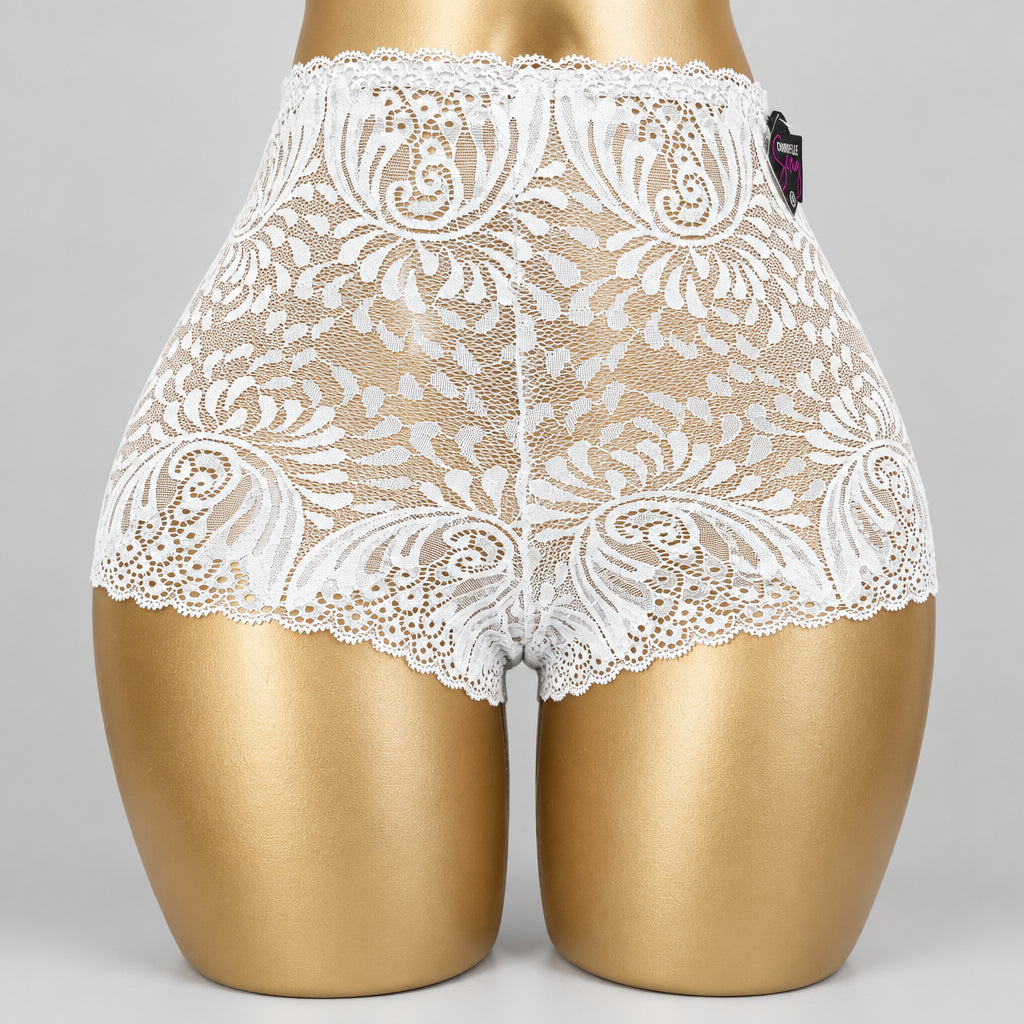 4196 Shorty Ivoire Dentelle Florale Intégrale – Douceur Romantique. Taille XL