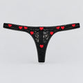 4163 String Noir Cœurs Rouges Brodés – Câline & Coquine. Taille M/S