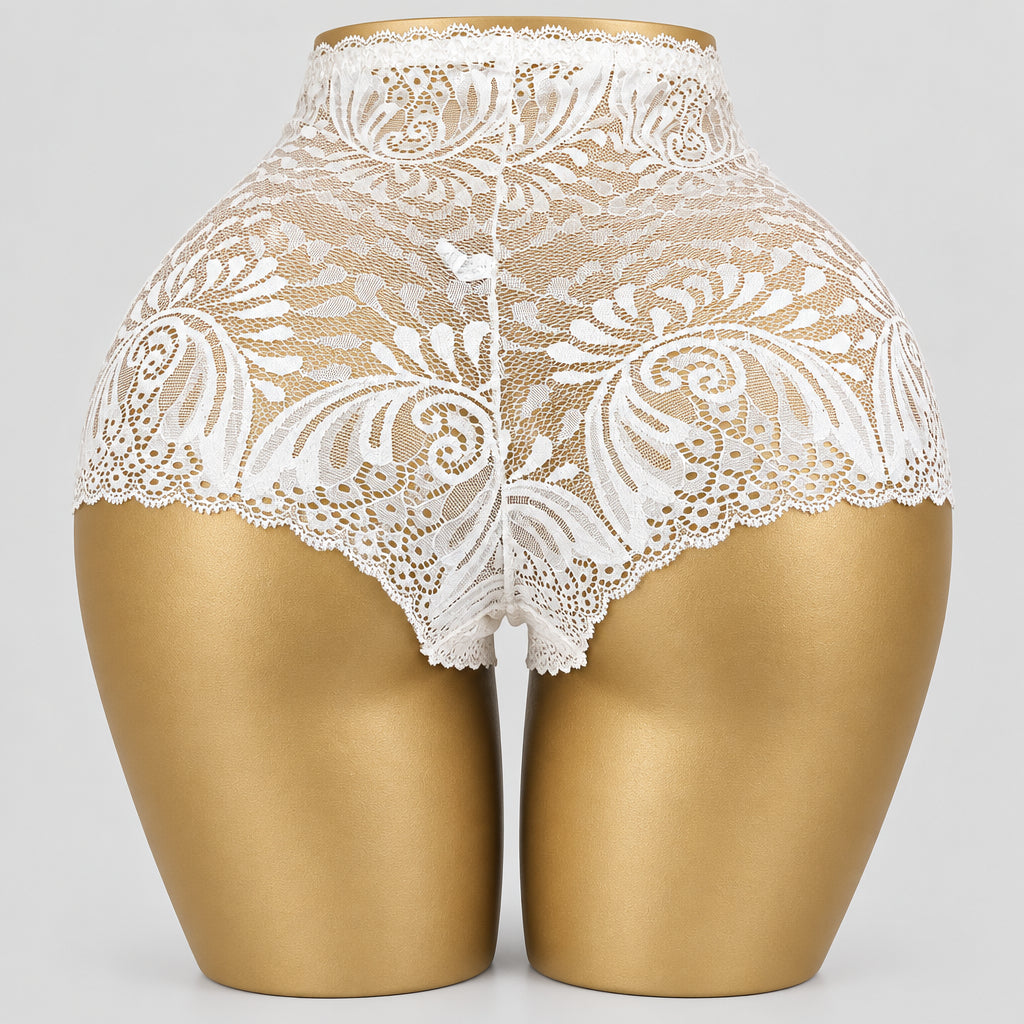 4196 Shorty Ivoire Dentelle Florale Intégrale – Douceur Romantique. Taille XL