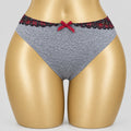 4171 Culotte Grise Chinée Dentelle Rouge & Noire – Contraste Audacieux. Taille M/L