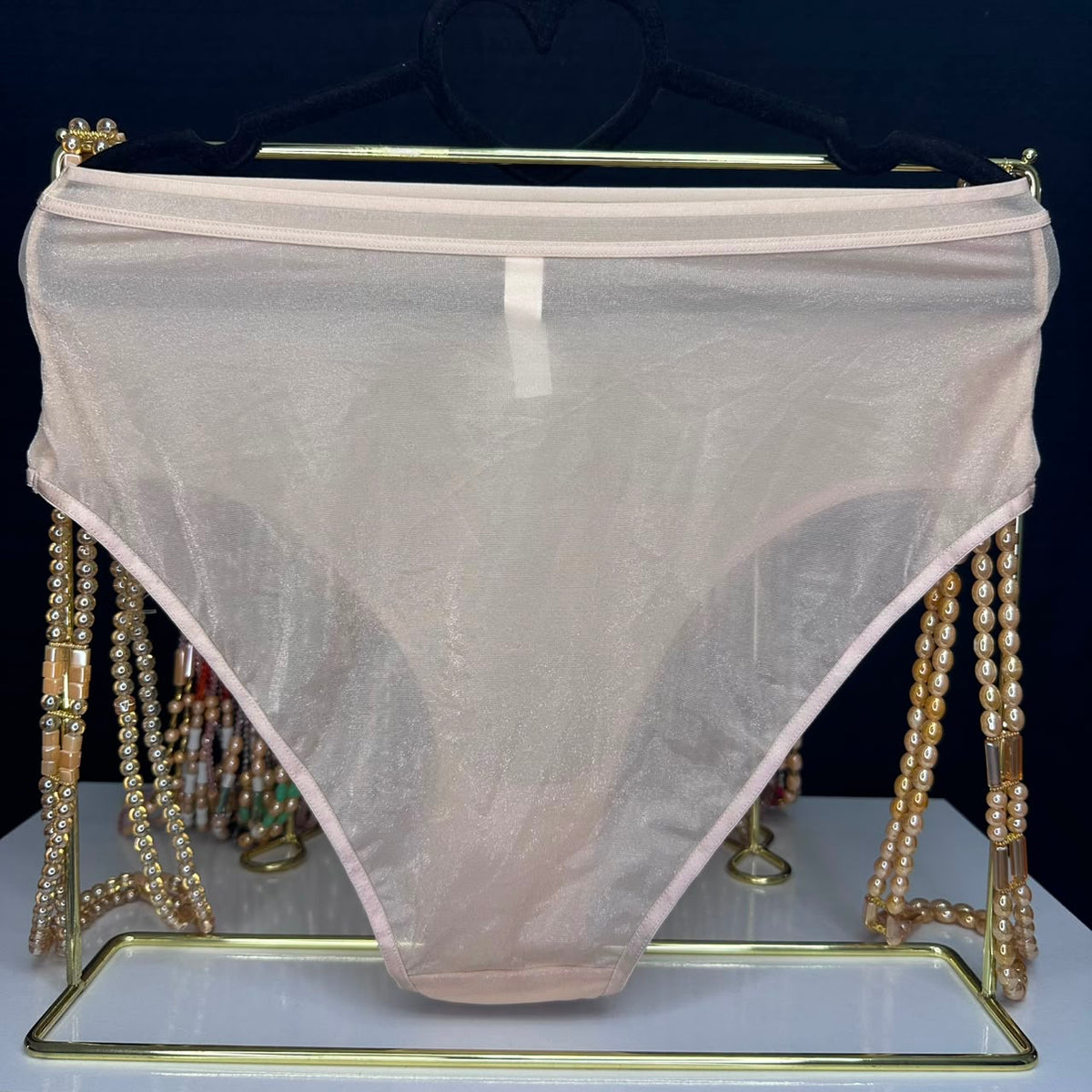 4069 Culotte Taille Haute Mesh Transparent Nude – Élégante & Minimaliste. Taille XL
