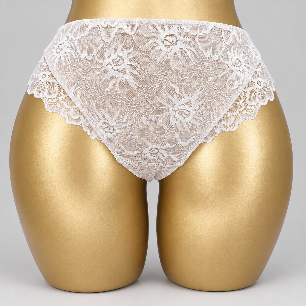 4194 String Rose Poudré Dentelle Florale Généreuse – Grâce Fleurie. Taille L