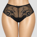 4160 Culotte Noire Dentelle Fleurie Fond Satiné – Douceur Discrète. Taille M/L