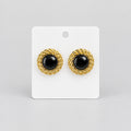 4207 Boucles d'Oreilles Spirale Dorée Cabochon Noir – Allure Vintage
